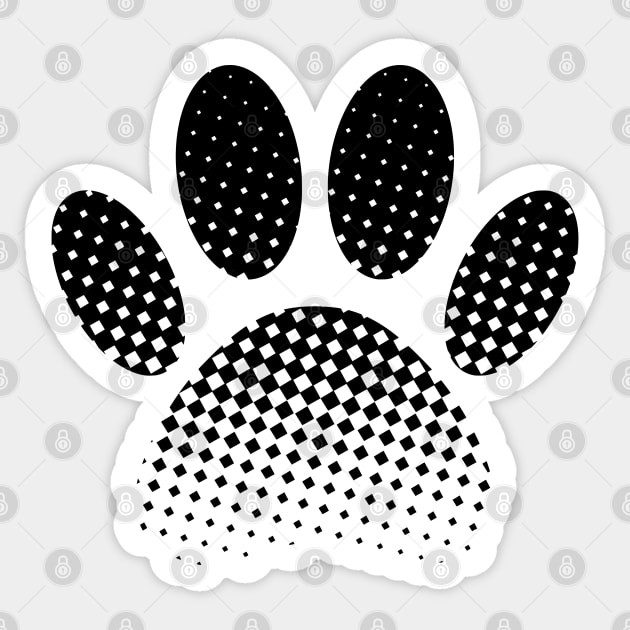 Check Pattern Halftone Dog Paw Print Sticker by Braznyc